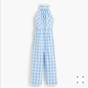 J. Crew blue gingham jumpsuit romper NWT 2019 Sz 0